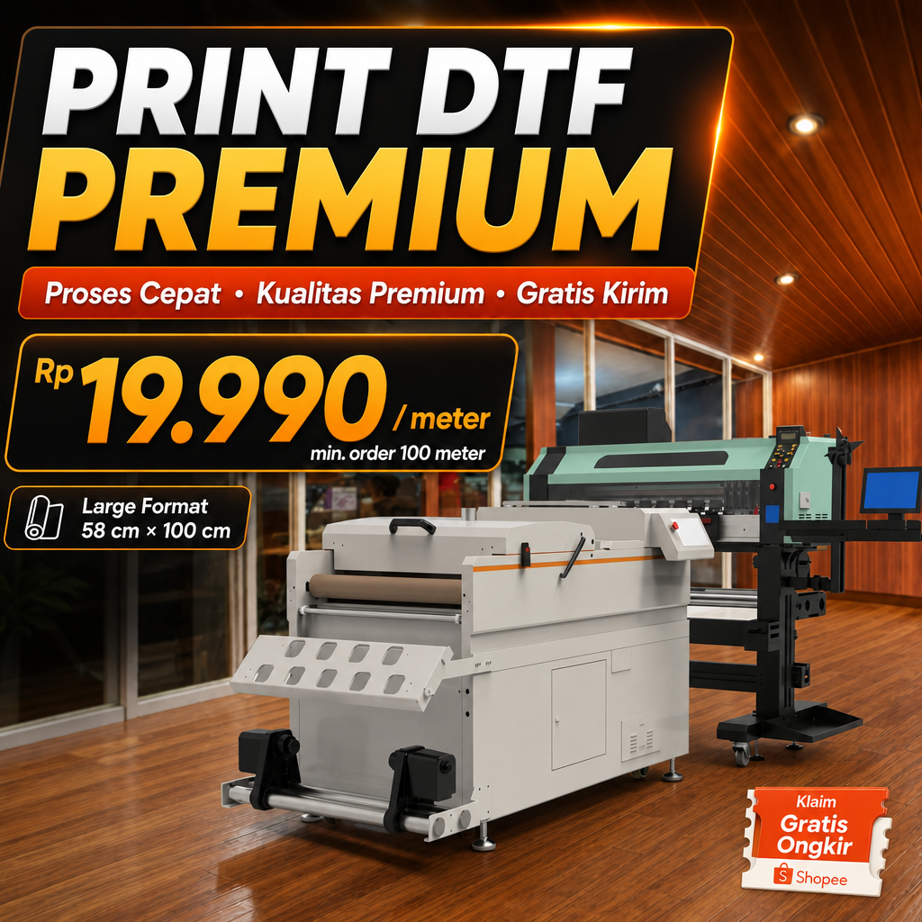 Roll film DTF hasil cetak detail tinta putih